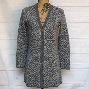 ISAACMIZRAHILIVE! Gray Animal Print Long Cardigan XS